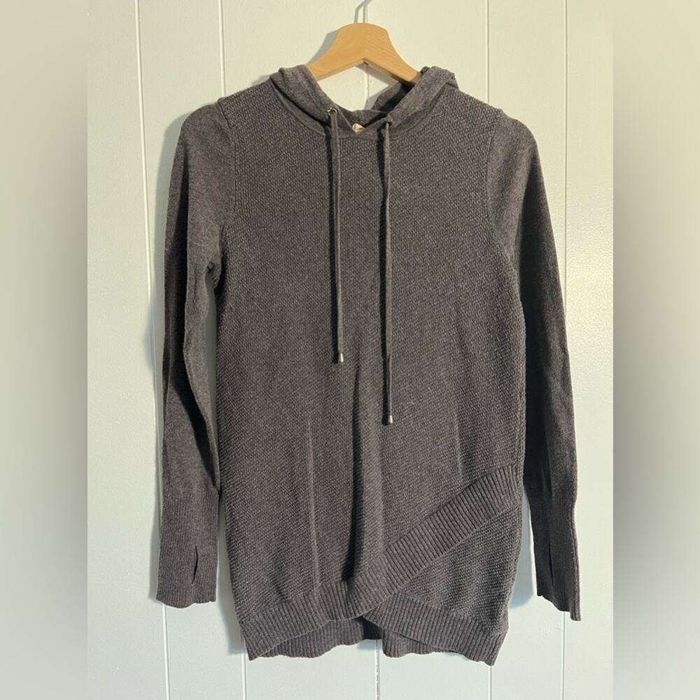 Dakini pullover hooded sweater taupe purple knit lounge athleisure casual fall
